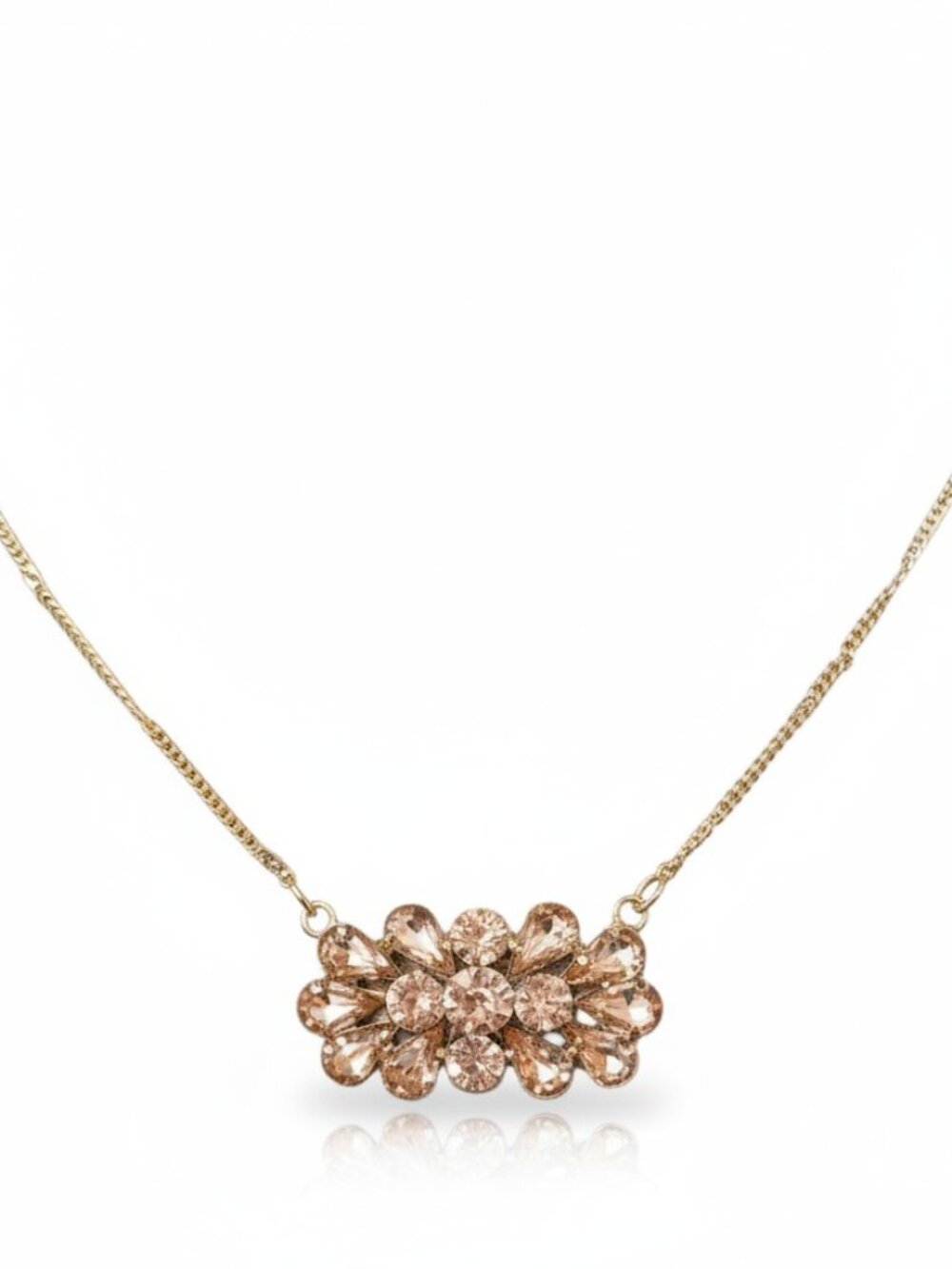 Women's Gold Plated Champagne Resin Dainty Necklace NWOT